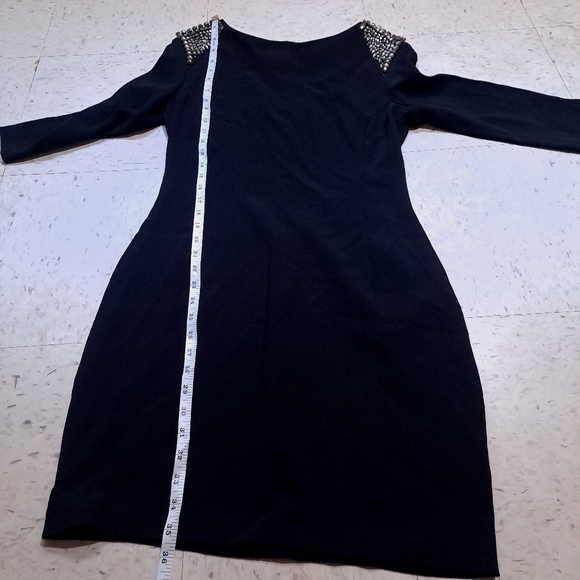 Zara | Black jewelled statement shoulder dress - Picture 9 of 10